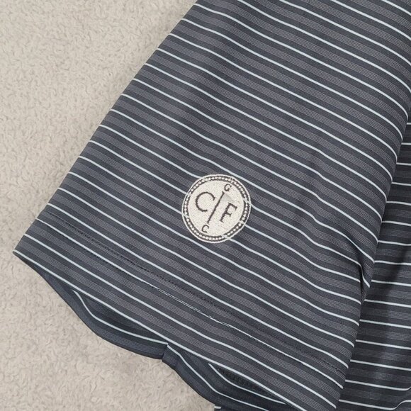 Dunning Golf Mens Blue & White Striped Polo Shirt Size L - Picture 7 of 8